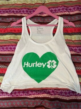 Hurley White Racerback Tank with Gray Logo